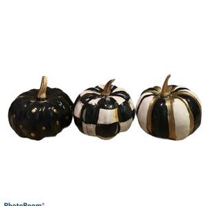 3 mini pumpkins hand painted